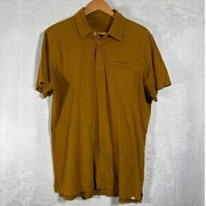 Pact Polo Shirt Large Gold Tan Organic Cotton Golf Classic Prep Sustainable